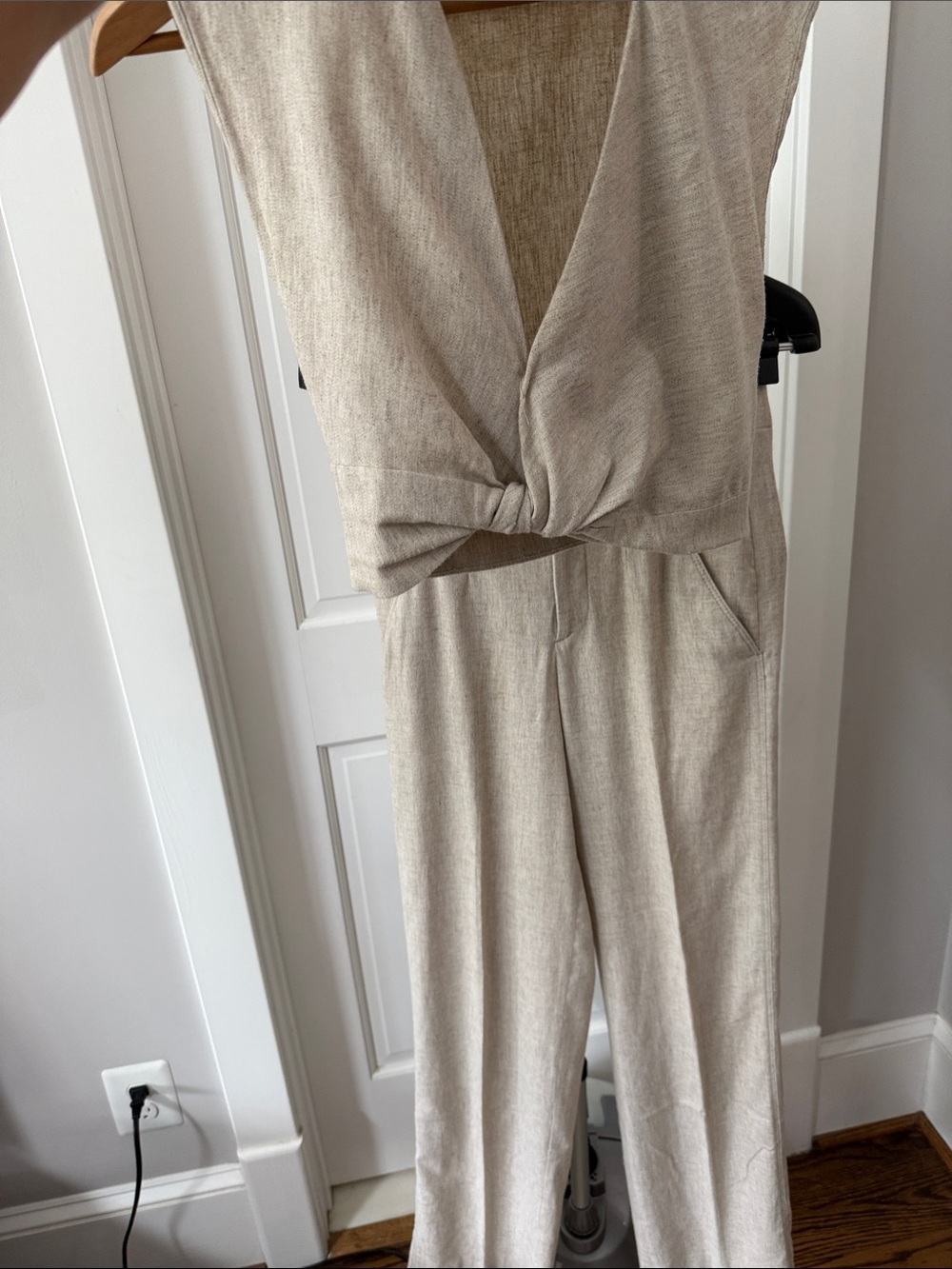 Zara Neutral Beige Sleeveless Knotted two piece suit.